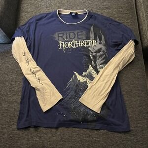 Jinx Ride Northrend World Of Warcraft Shirt Mens XL Blue Lich King Long Sleeve